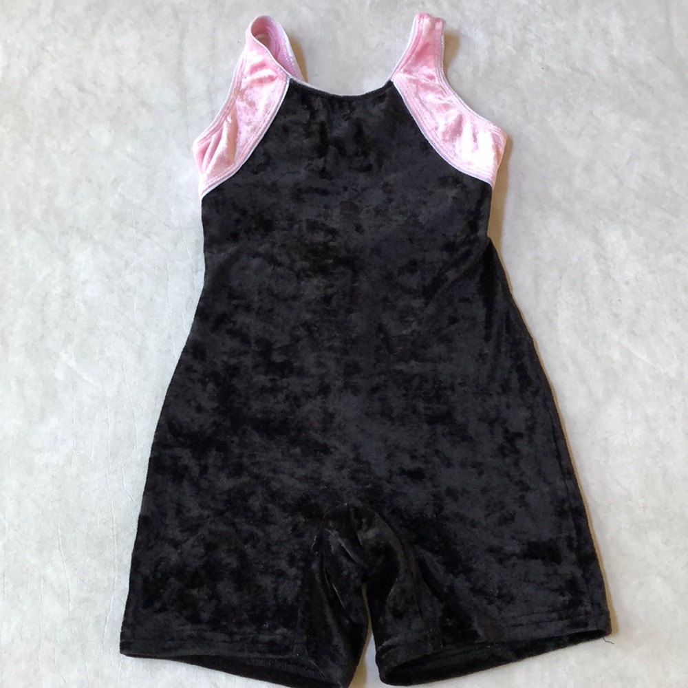 Xhilaration Girl Black Pink Velour Dance Gymnastics Unitard Leotards Size M 7/10